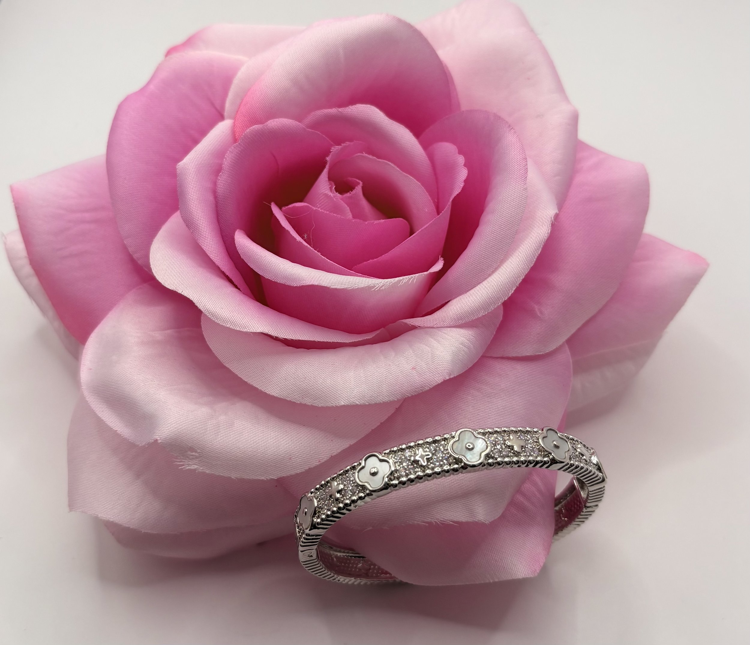 Designer-Inspired Floral Elegance Silver Bracelet