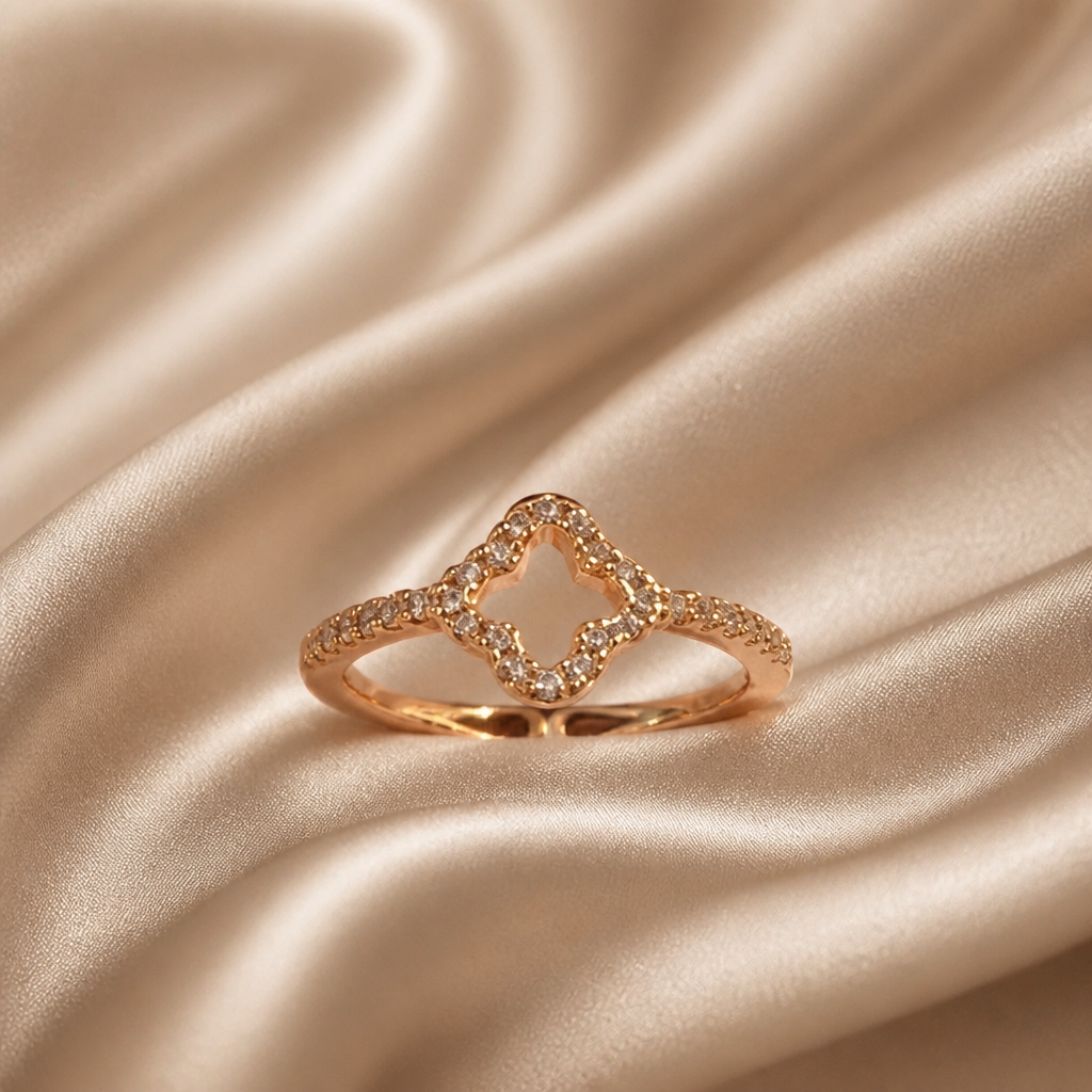 Gold-Filled Glimmering Gold Crystal Ring