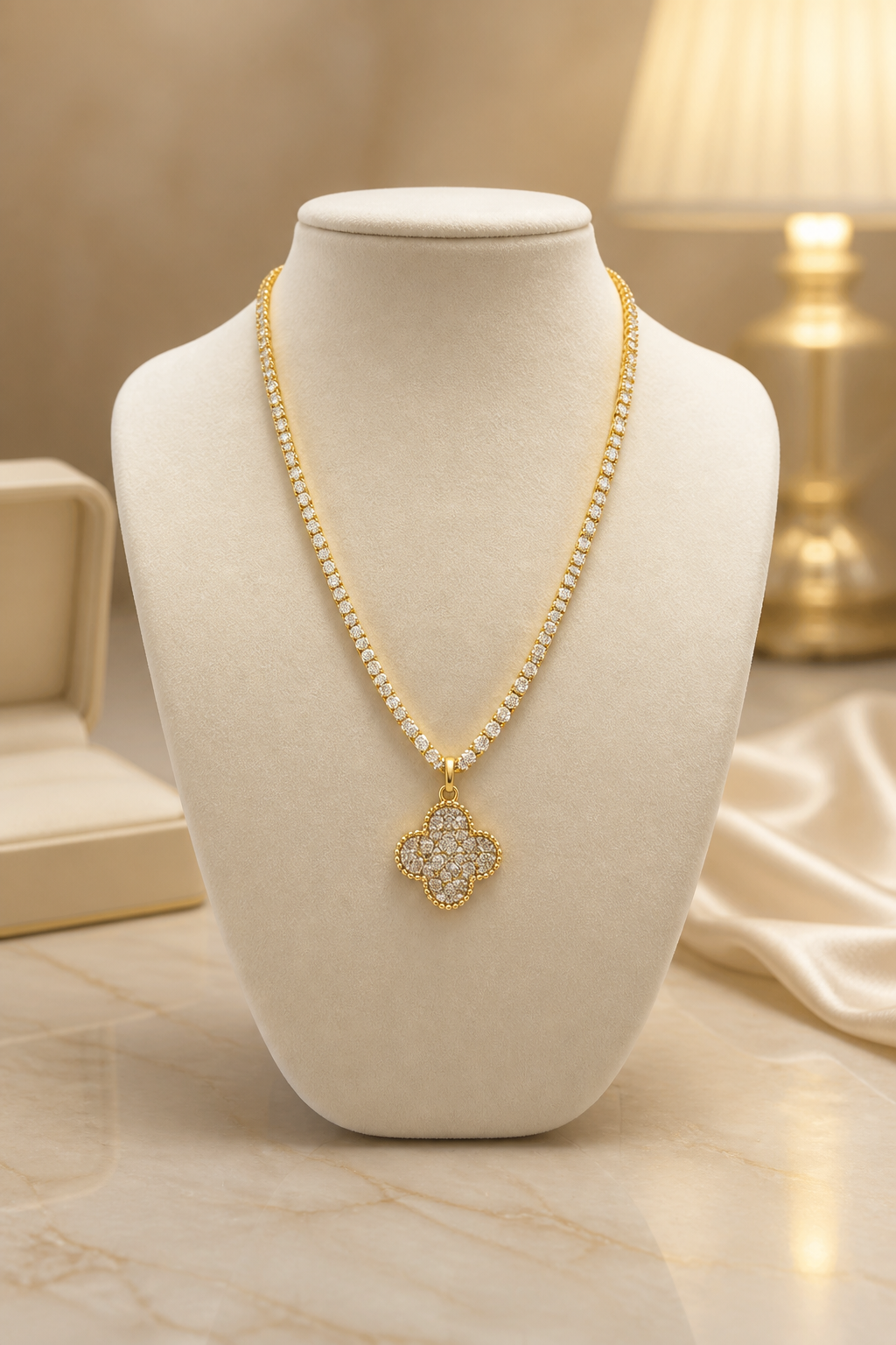 Luxurious Crystal-Studded Gold Necklace
