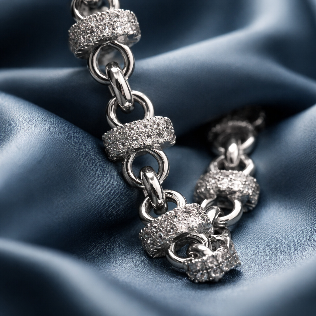 White-Gold Filled Gemstone-Embellished Bracelet