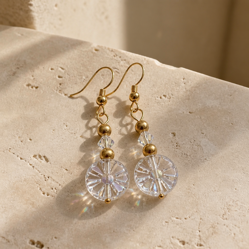 Crystal Elegance Gold Dangle Earrings