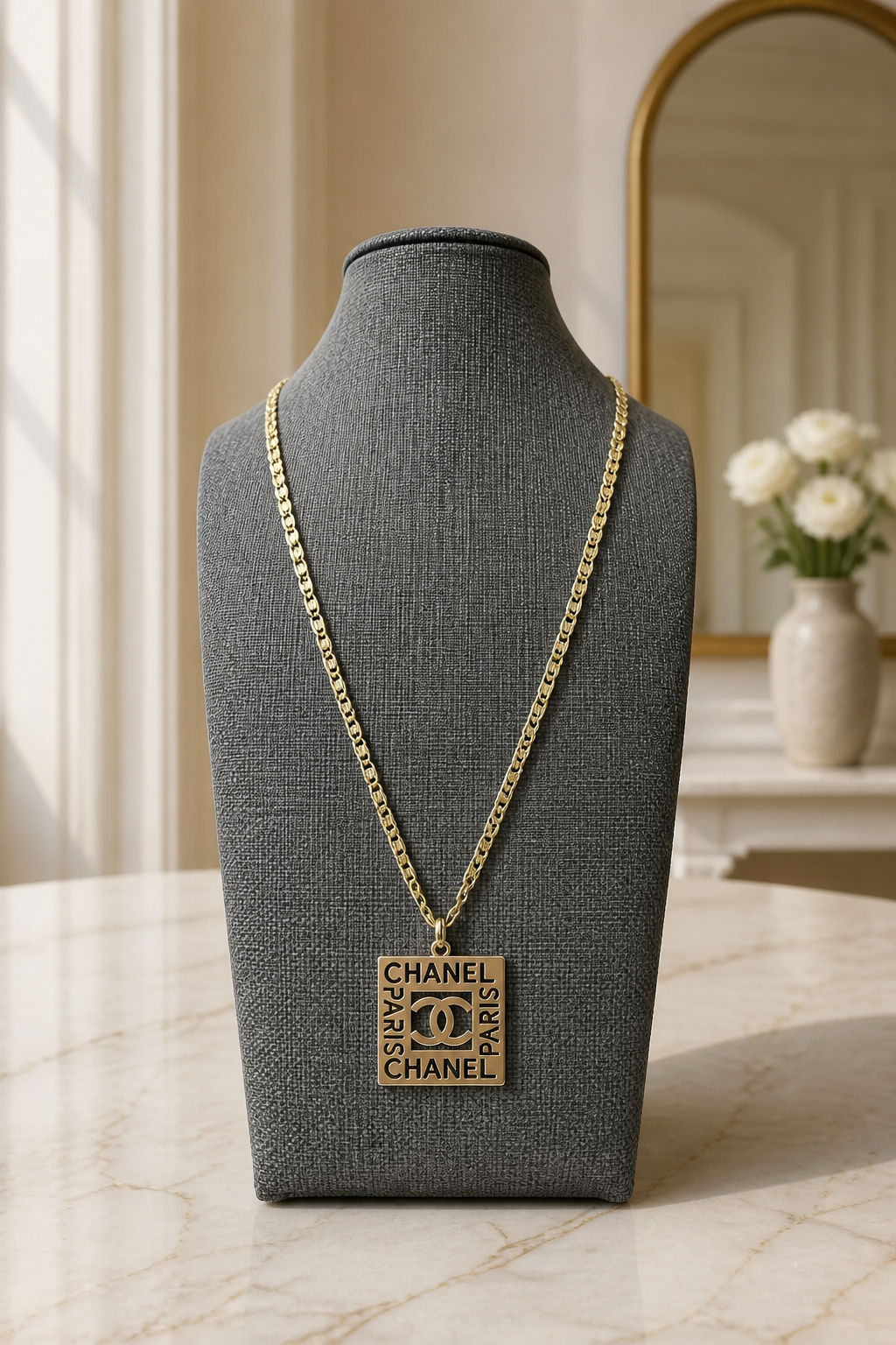 Designer-Inspired Elegant Square Pendant Necklace