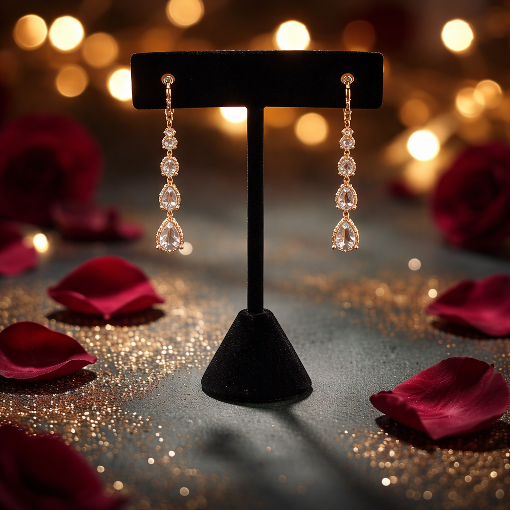 Sparkling Teardrop Chandelier Earrings