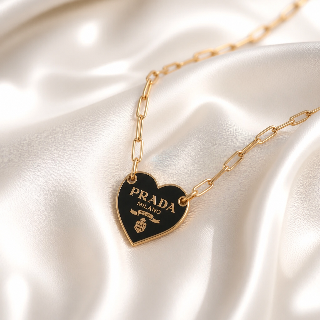 Designer-Inspired Prada Iconic Heart Pendant Necklace