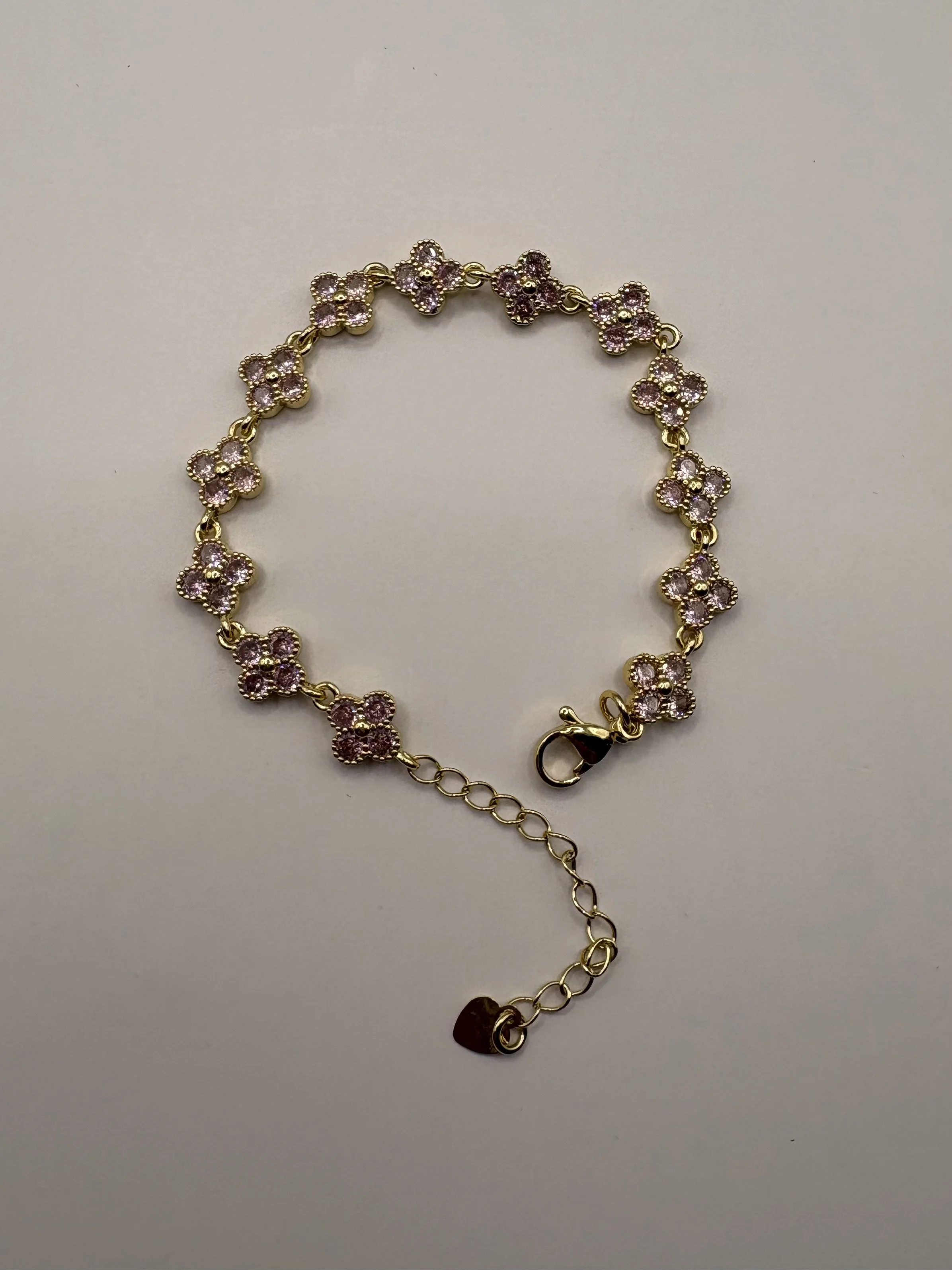Designer-Inspired Pink Blossom Charm Bracelet