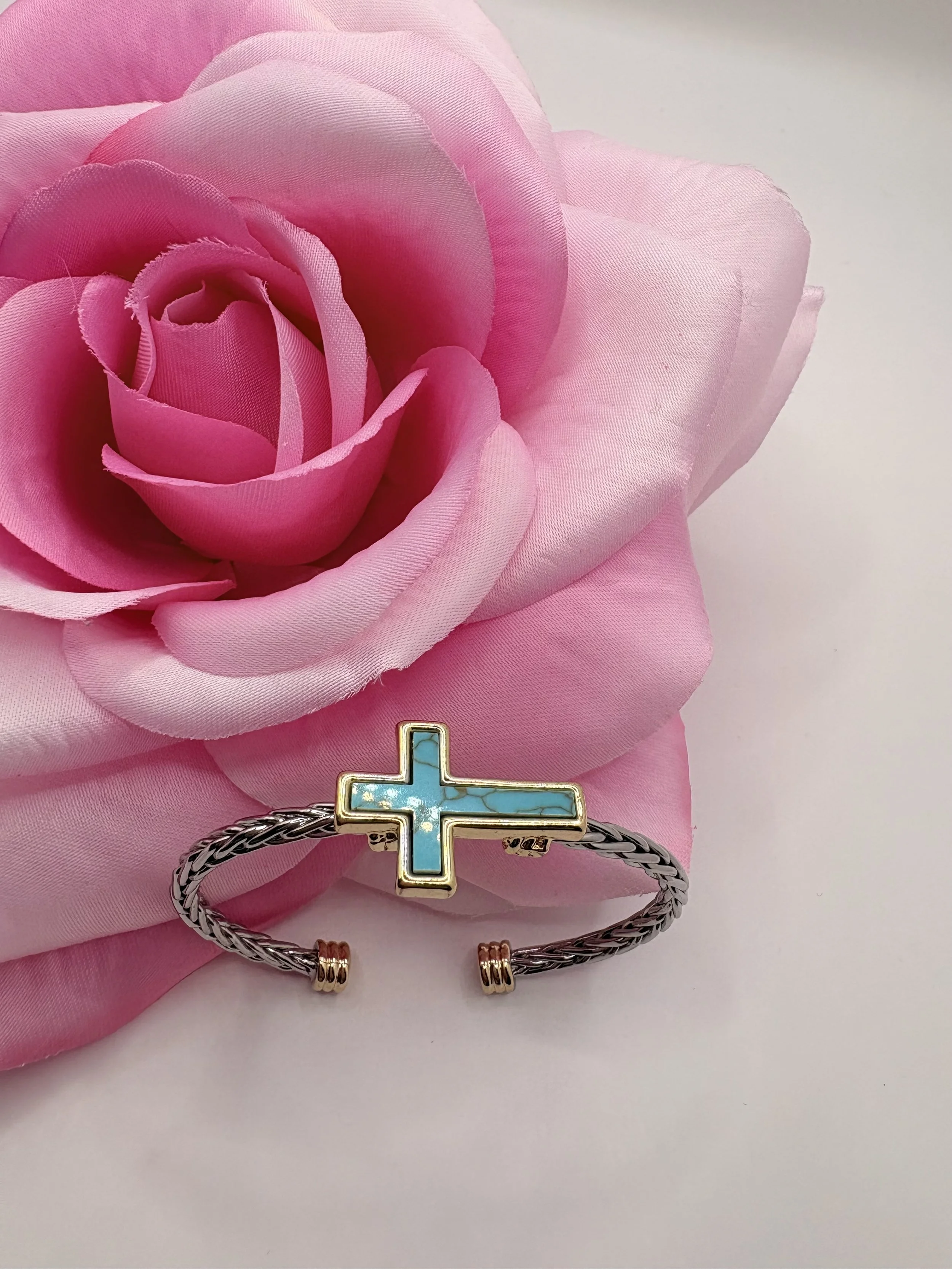 Elegant Turquoise Cross Bracelet