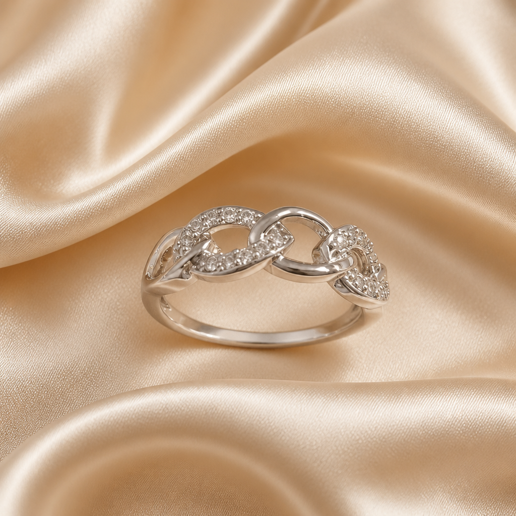 Dazzling White-Gold Filled Link Ring