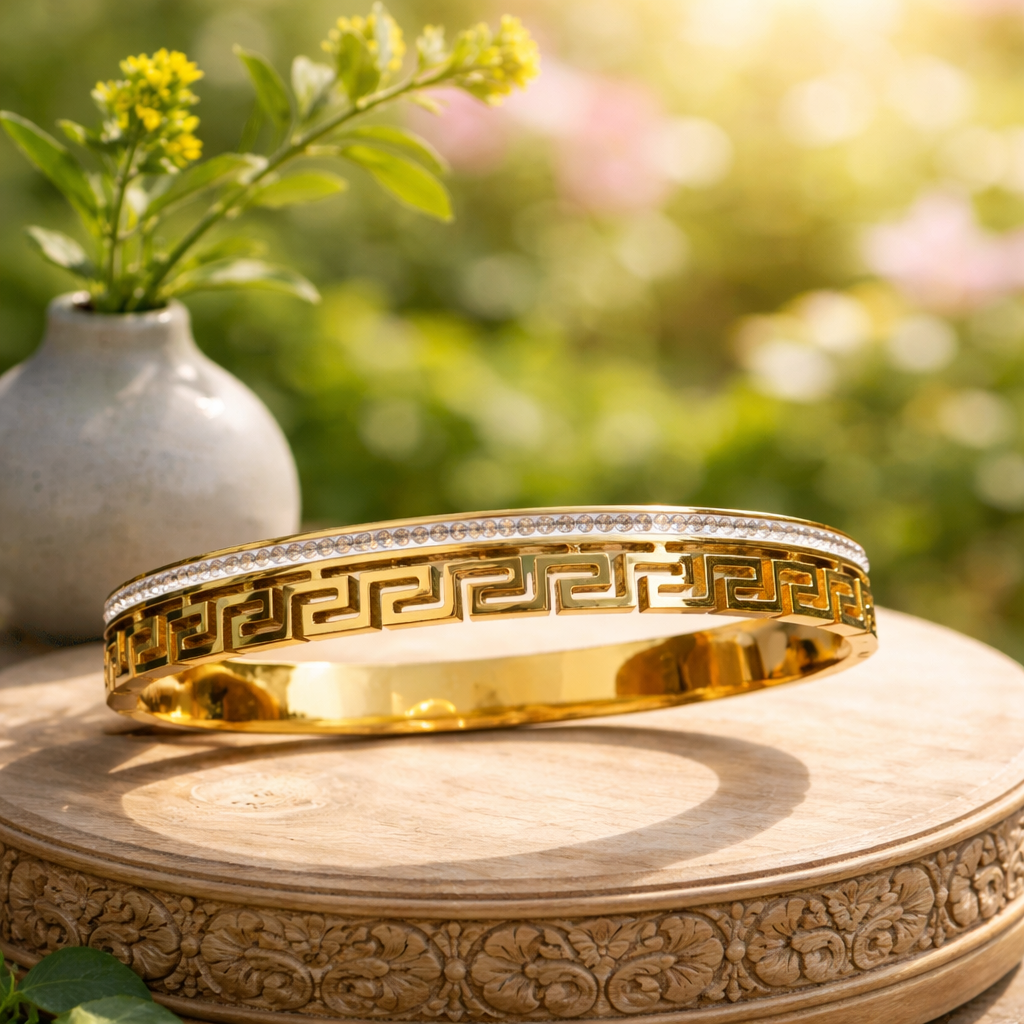 Golden Geometric Elegance Bracelet