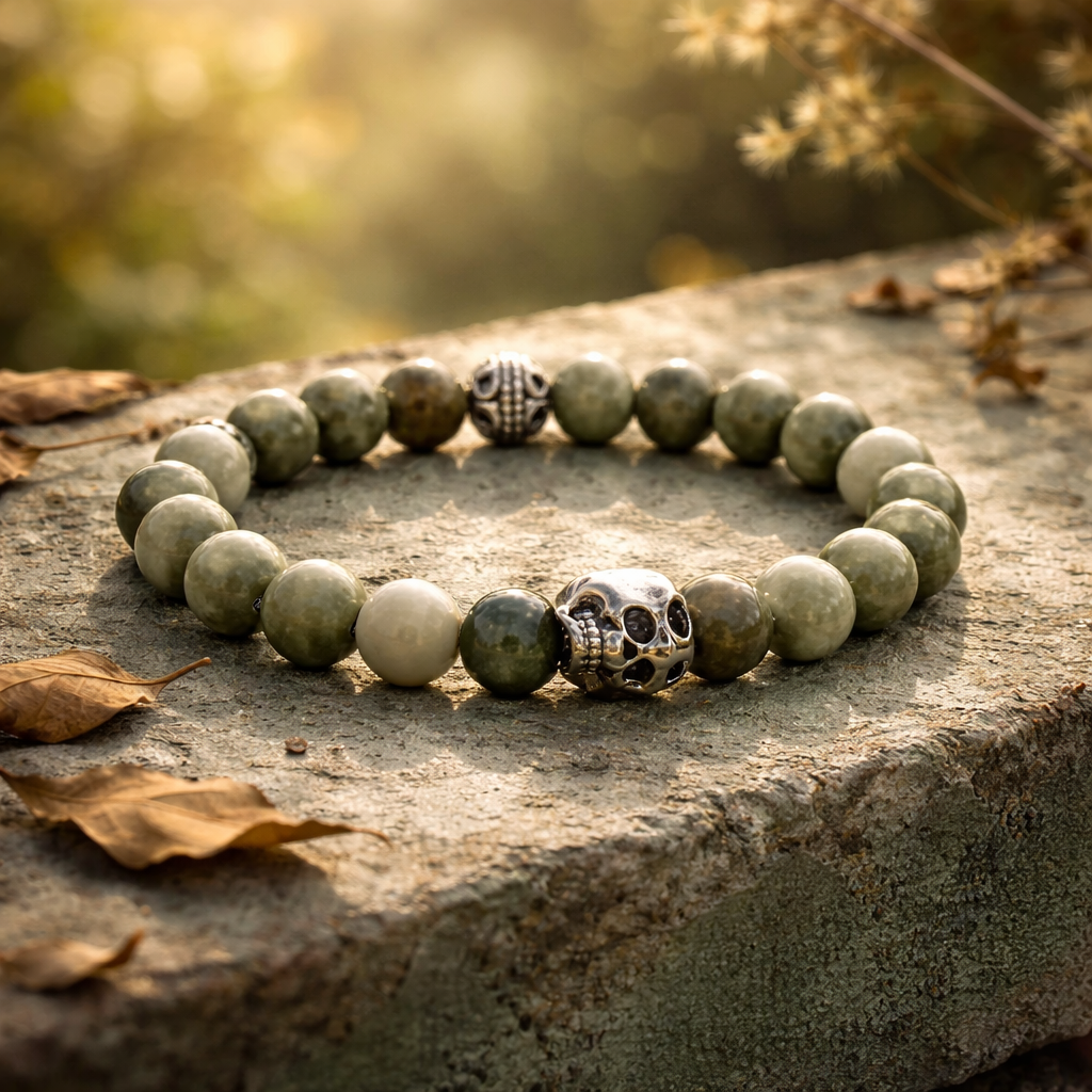 Green Jade Skull Bracelet
