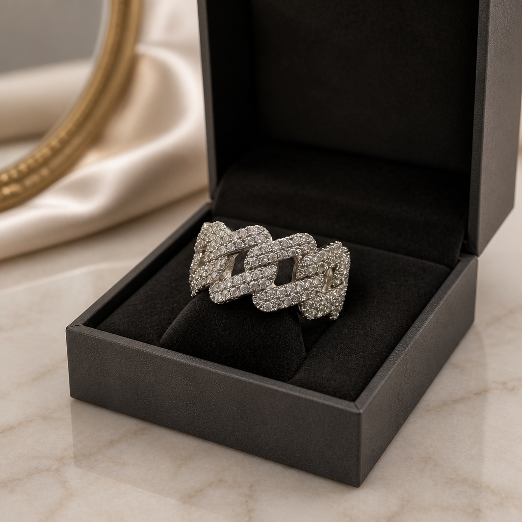 CZ Encrusted Pave Braided Ring
