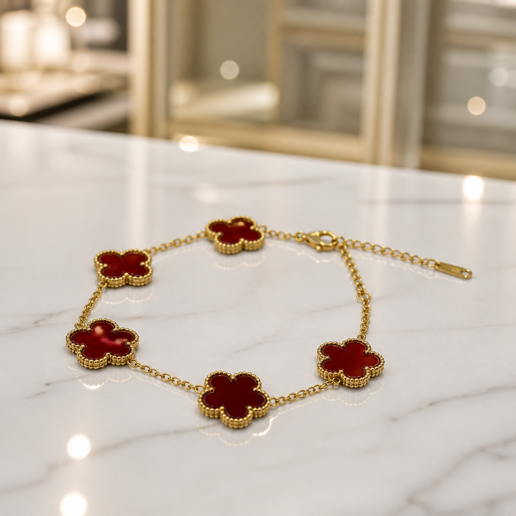 Red Clover Charm Bracelet