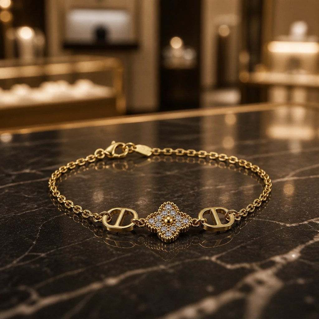 Designer-Inspired Gold-Filled Floral Bracelet