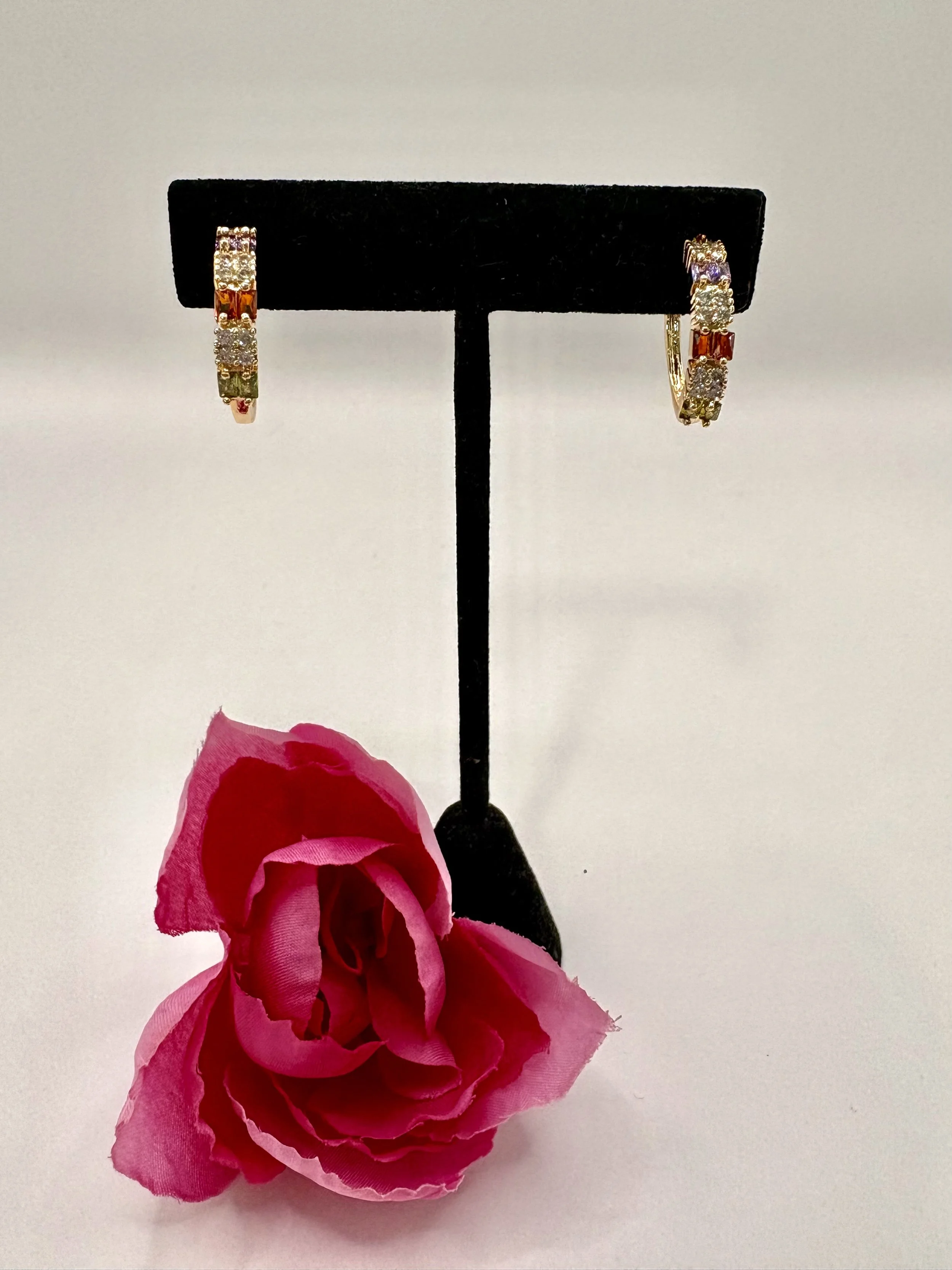 Vibrant Gemstone Hoop Earrings