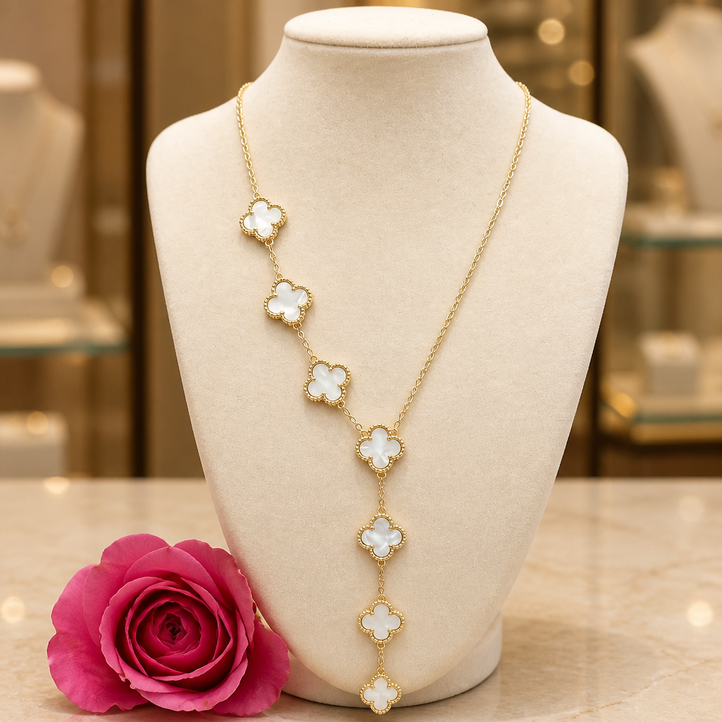 Designer-Inspired Mother-of-Pearl Quatrefoil Necklace