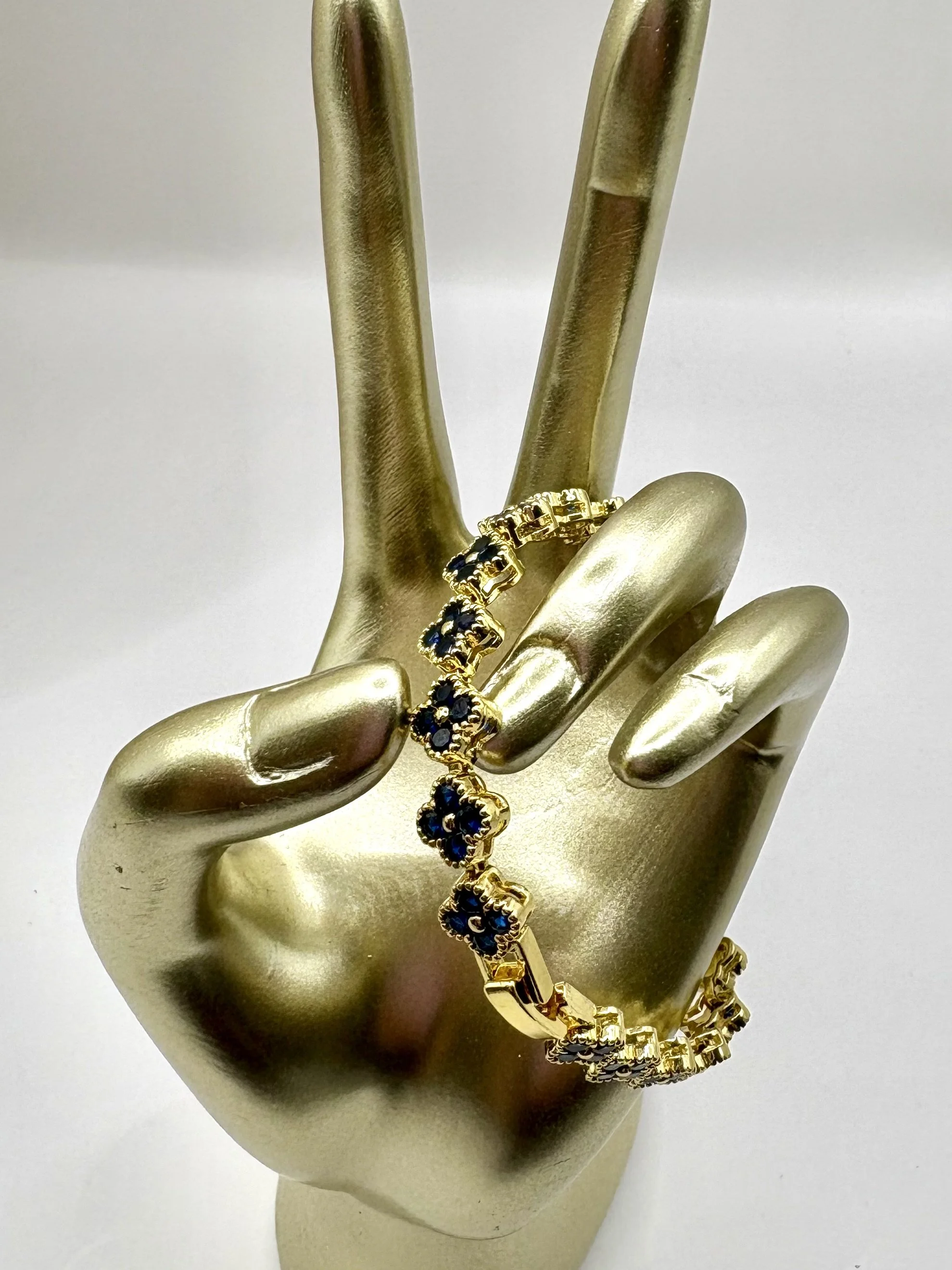 Designer-Inspired Sapphire Bloom Gold-Filled Bracelet