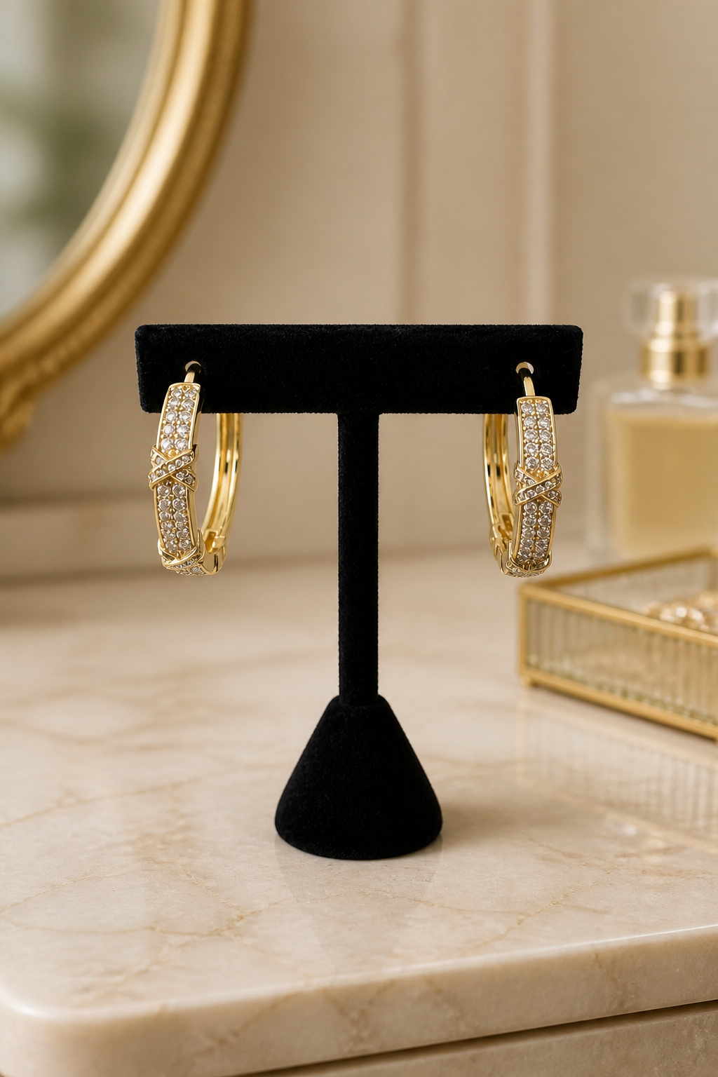 Gold-Filled Crystal Hoop Earrings