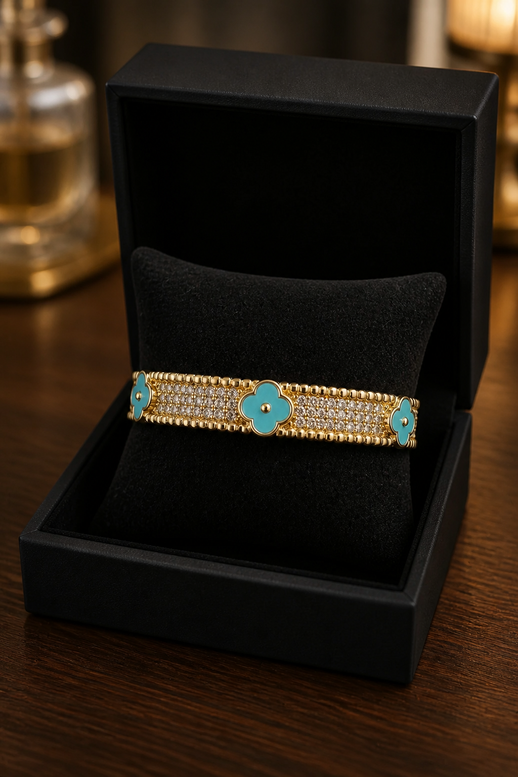 Designer-Inspired Turquoise Elegance Gold-Filled Bracelet