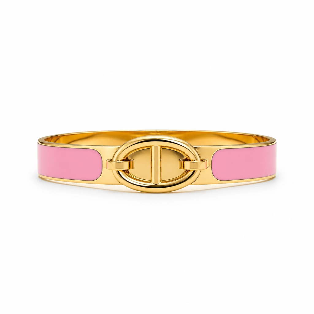 Designer-Inspired Luxe Gold & Green Enamel Bracelet