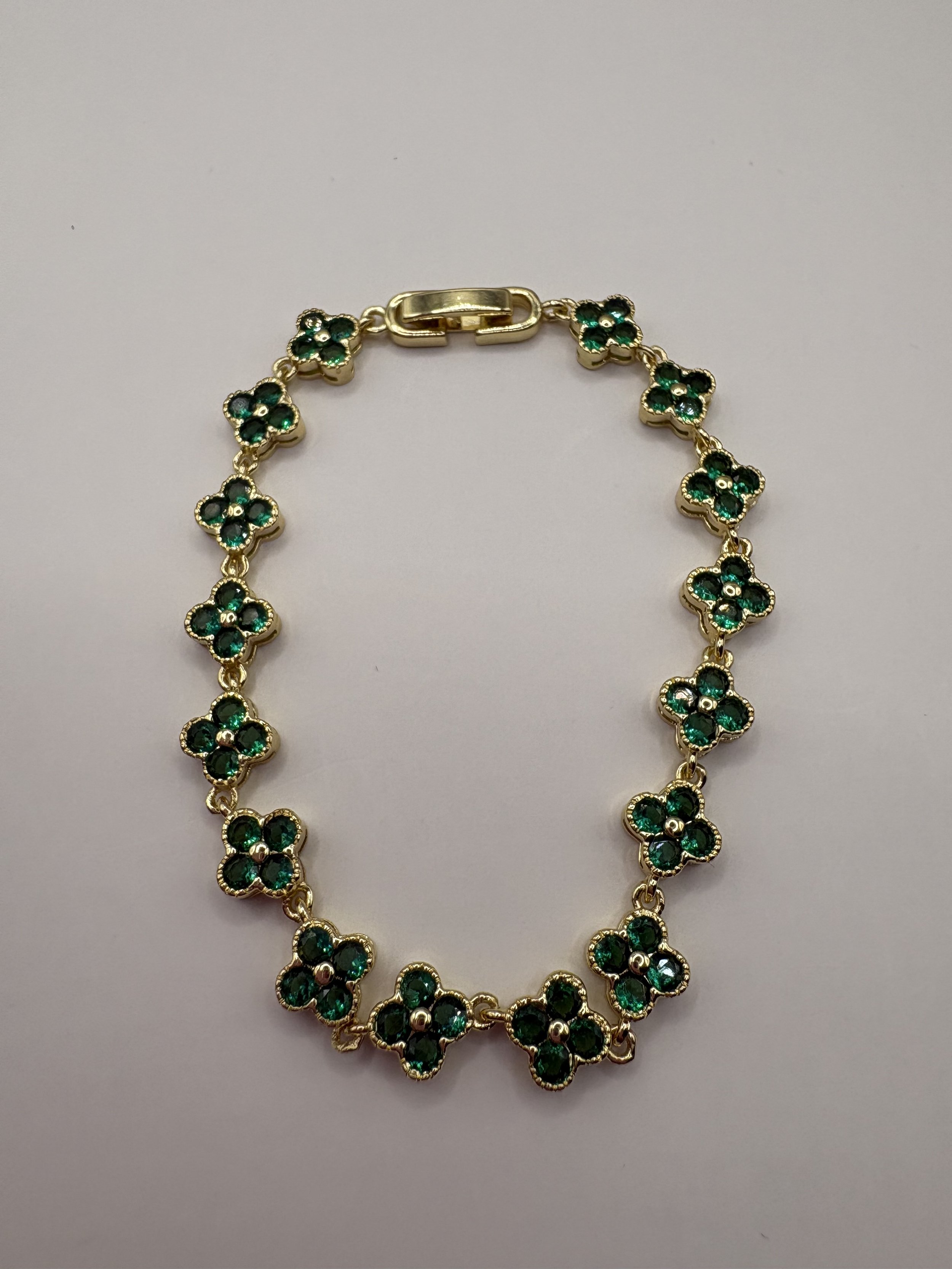 Designer-Inspired Emerald Blossom Gold-Filled Bracelet