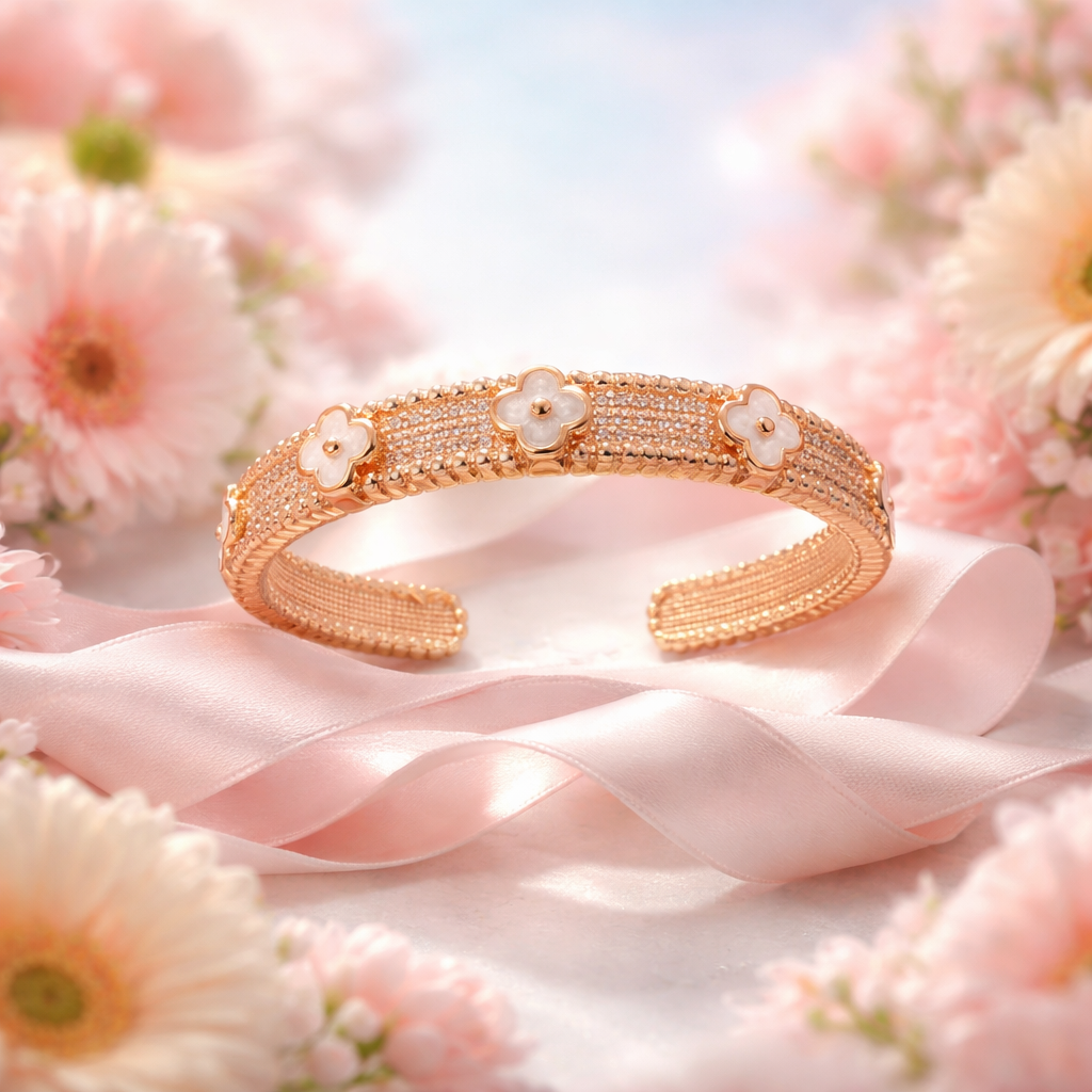 Floral Elegance Rose Gold-Filled Bracelet