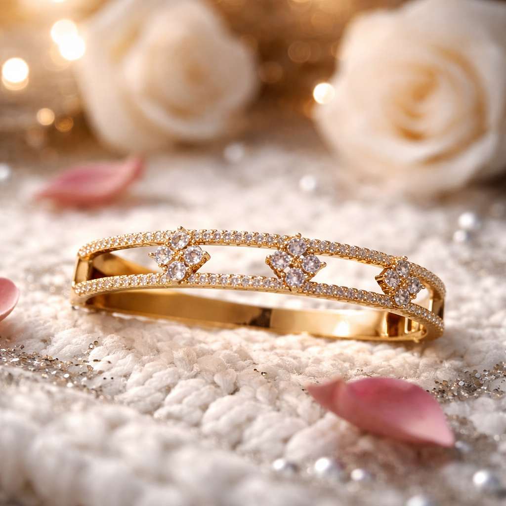 Radiant Crystal Gold-Filled Bangle