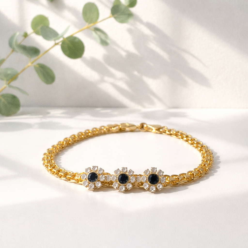 Elegant Floral Gemstone Bracelet