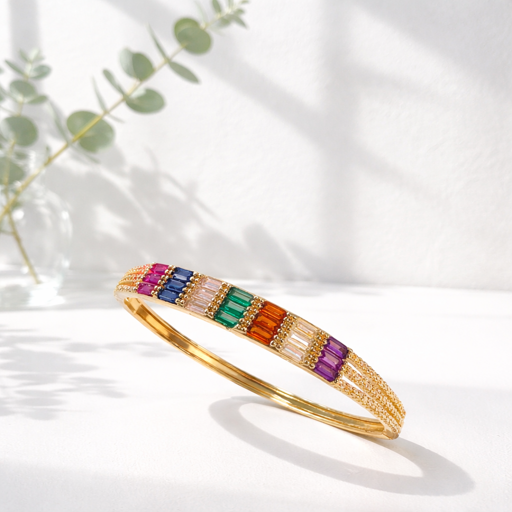Rainbow Gemstone Elegance Bangle