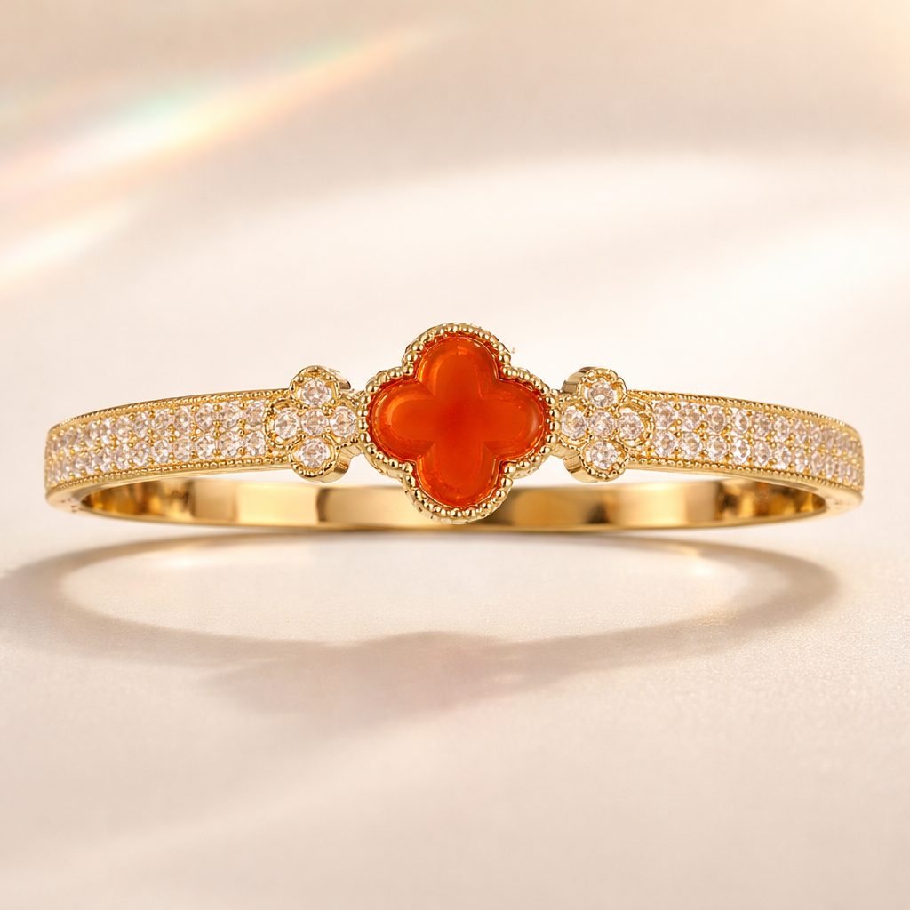 Designer-Inspired Luxury Gold-Filled Orange Gemstone Bracelet