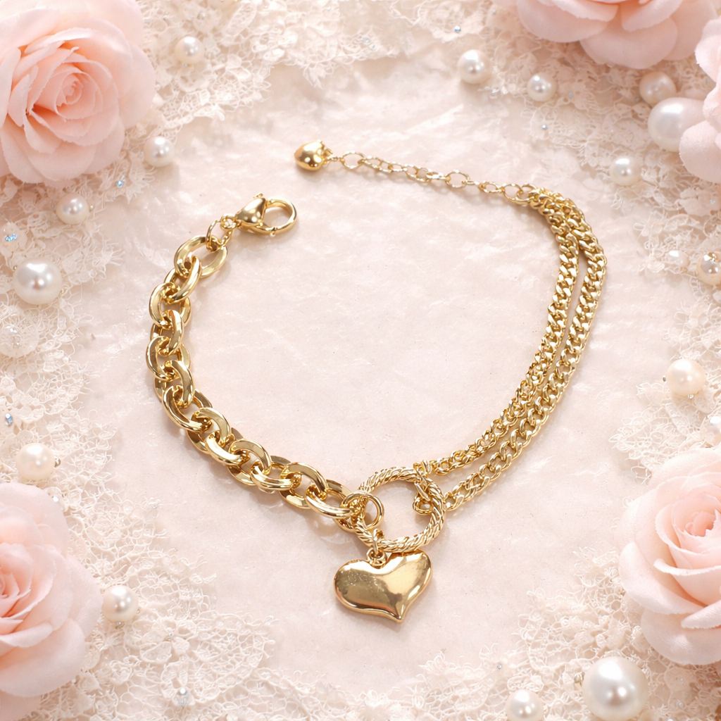 Gold-Filled Heart Charm Bracelet