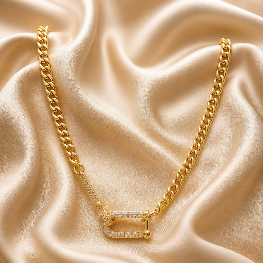 Exquisite Gold Interlock Necklace