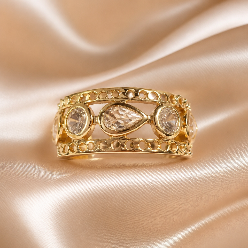 Elegant Gold-Filled and CZ Statement Ring