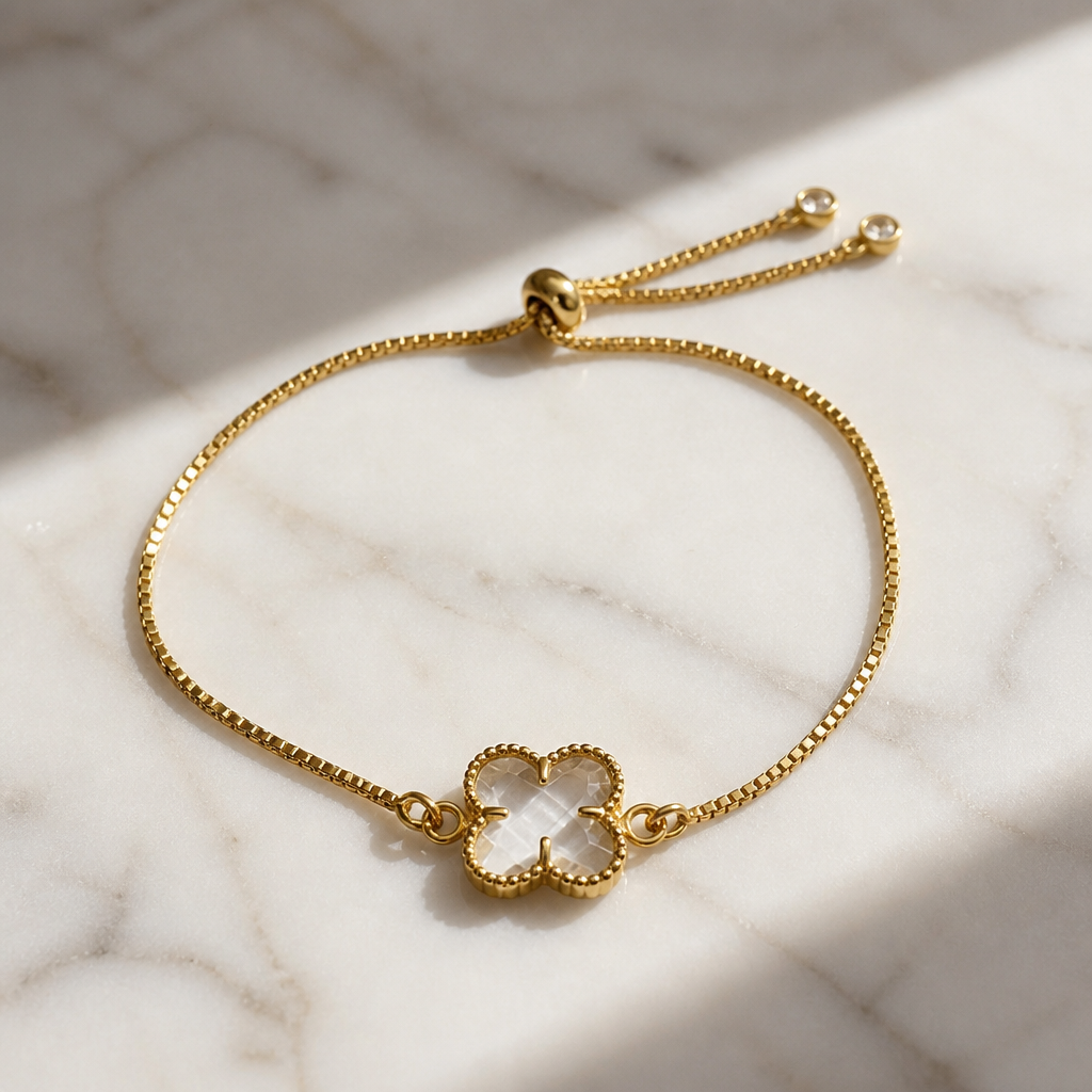 Designer-Inspired Gold Clover Charm Bracelet
