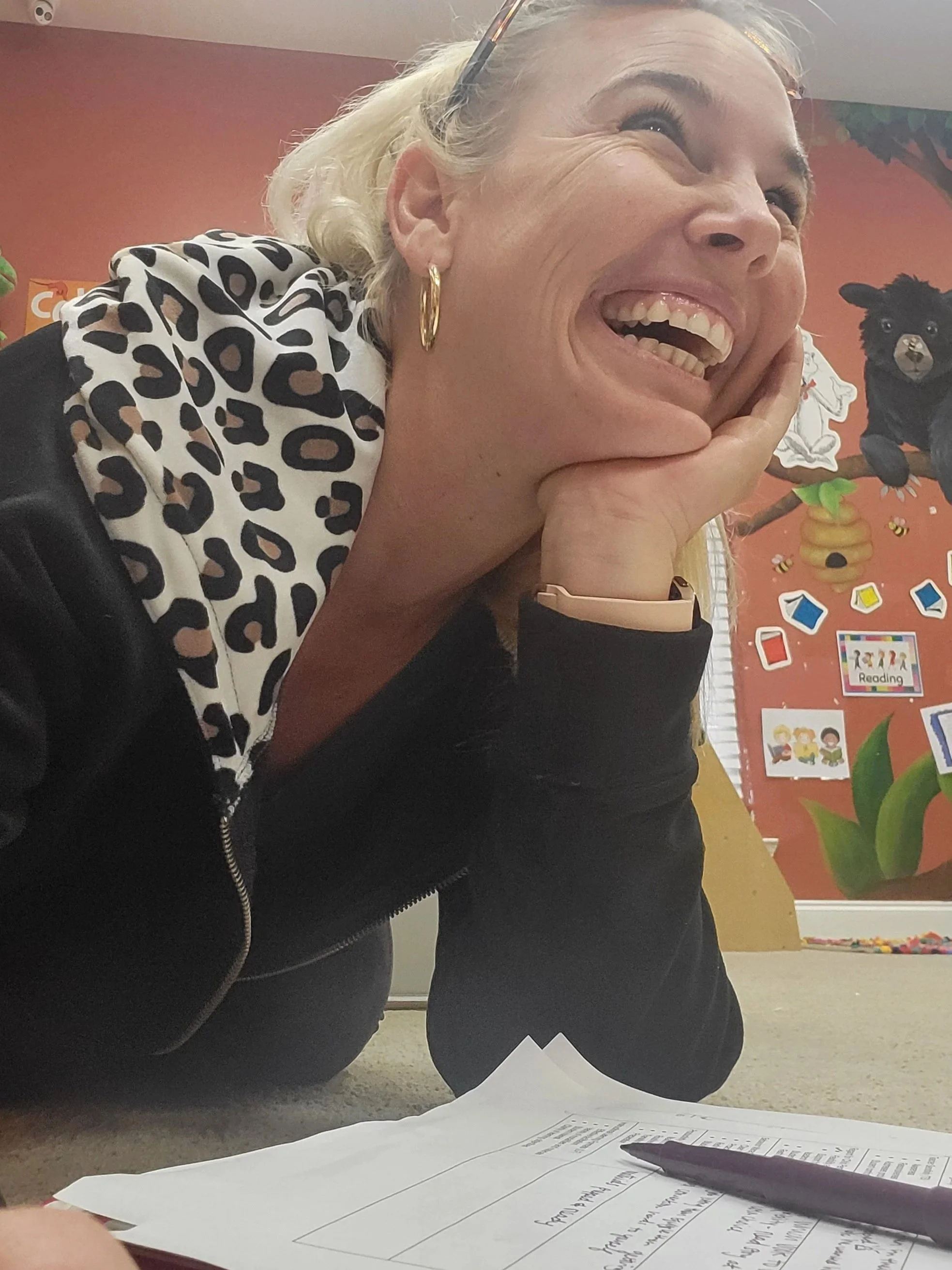 Katy engaging and smiling with children during a classroom observation