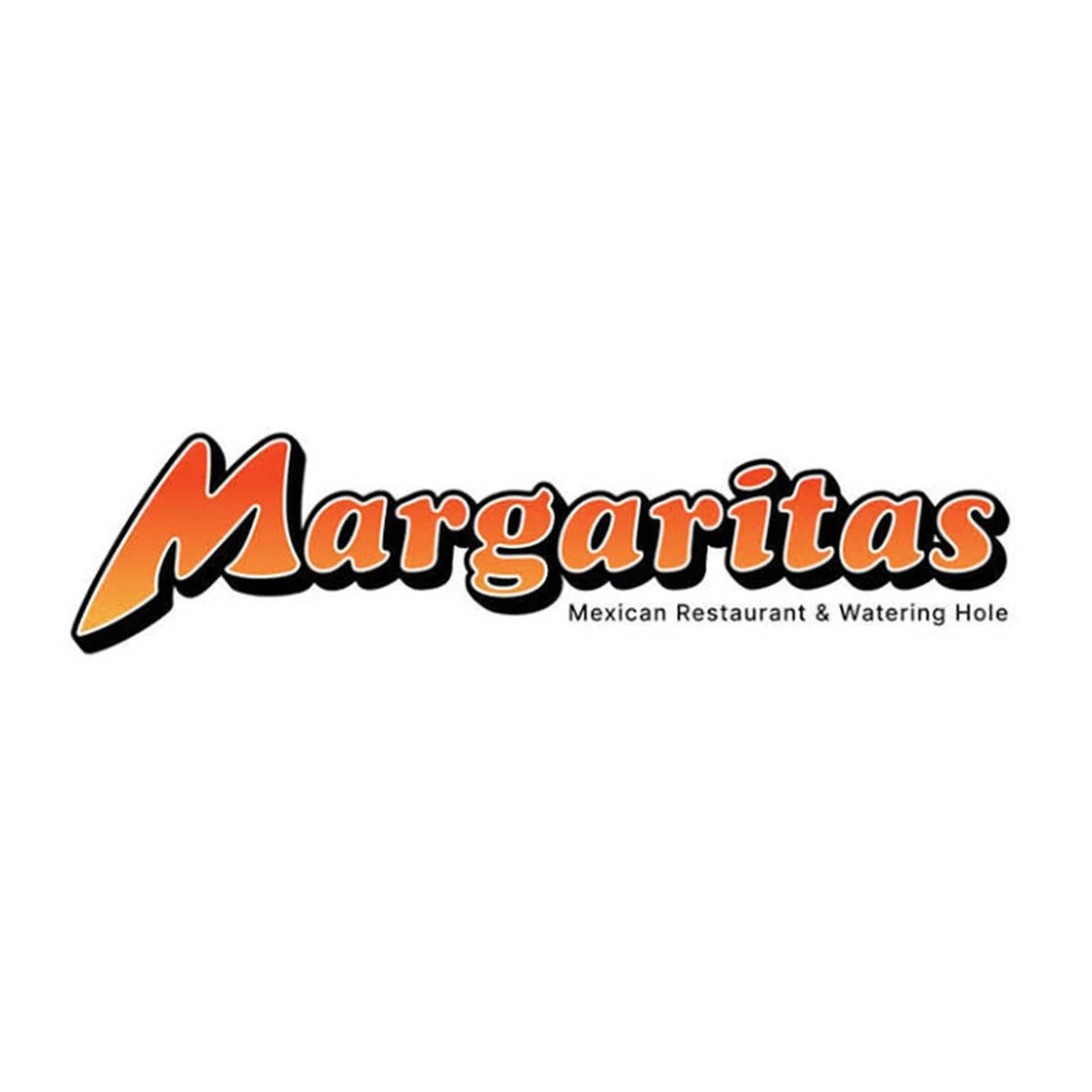 Logo for Margaritas Mexican Restaurant & Watering Hole, with the restaurant name in bold, stylized orange and black text.