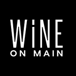Logo with the words 'Wine on Main' in white text on a black background.
