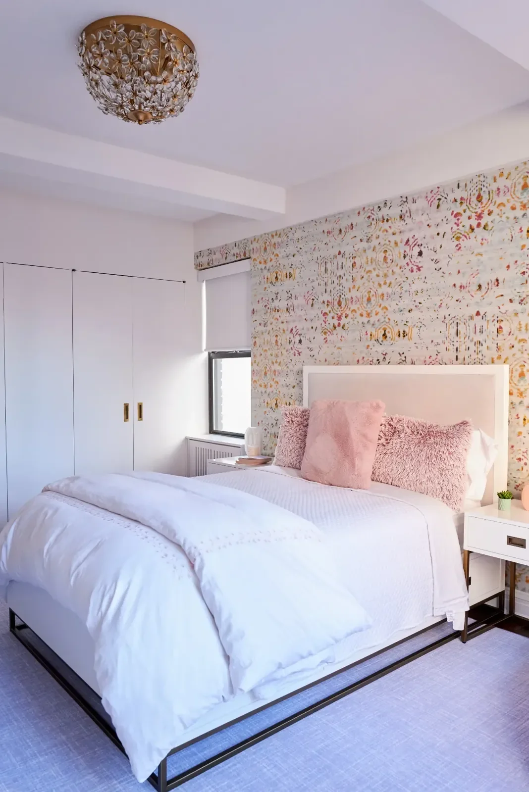 Wallcovering installation for an Upper East Side model apartment.