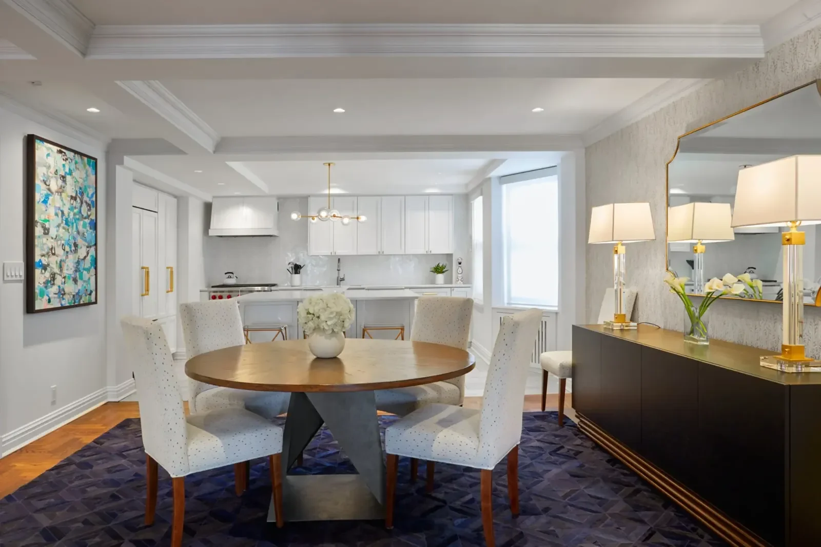 Wallpaper installation and interior painting for a luxury Upper East Side model apartment.