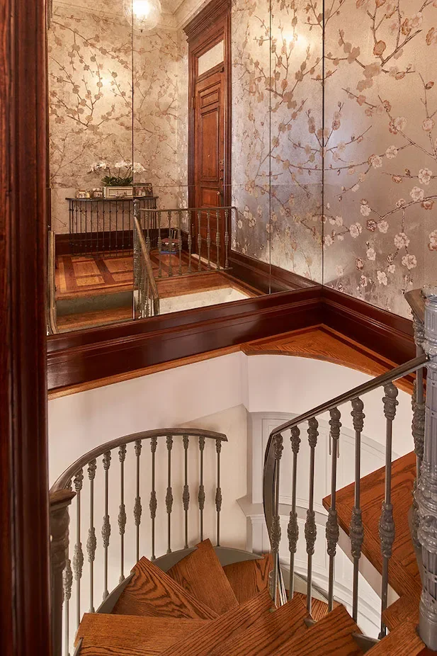 Custom wallpaper installation in a historic Dakota residence.