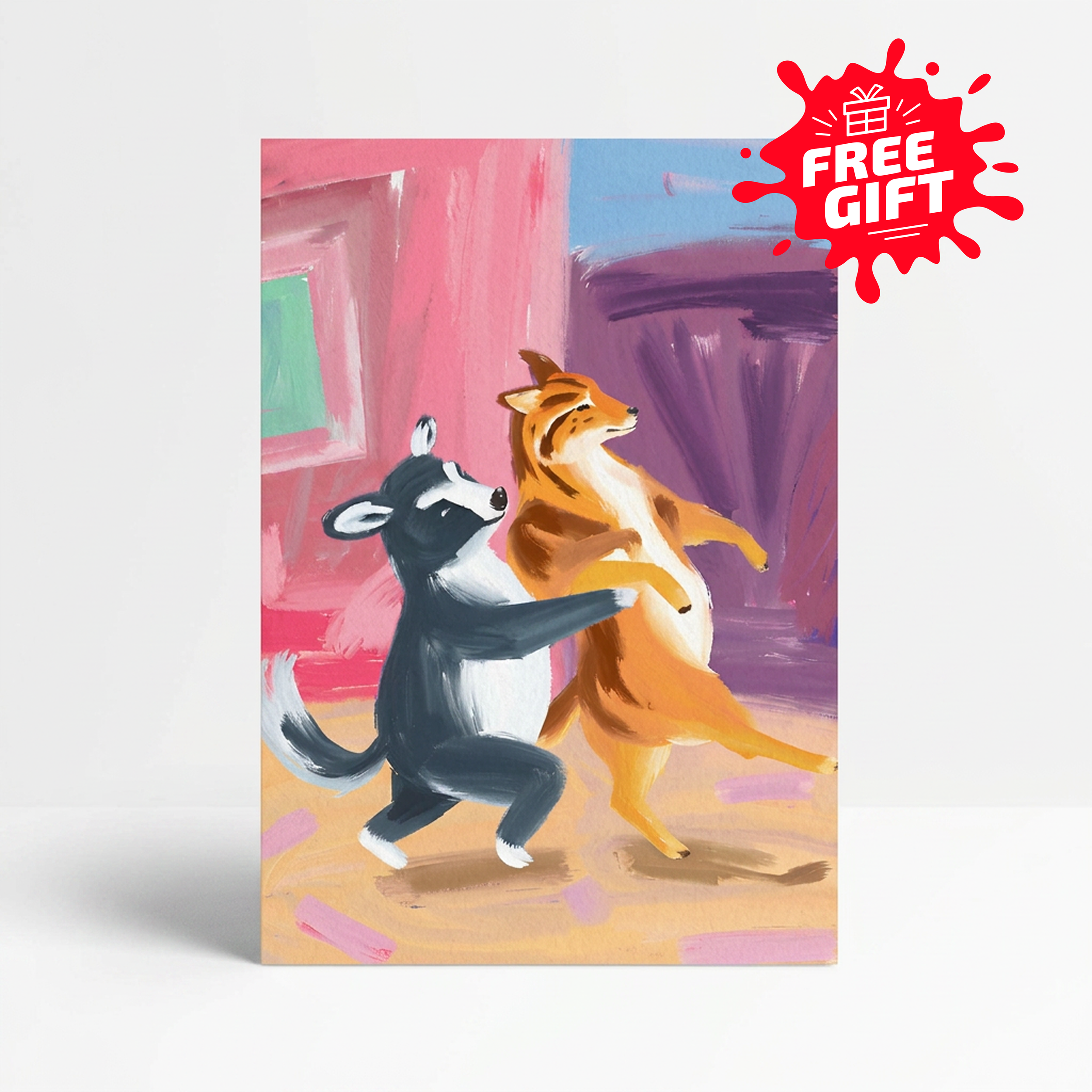 Dancing Duo – Whimsical Animal Art Print | Digital Art Download