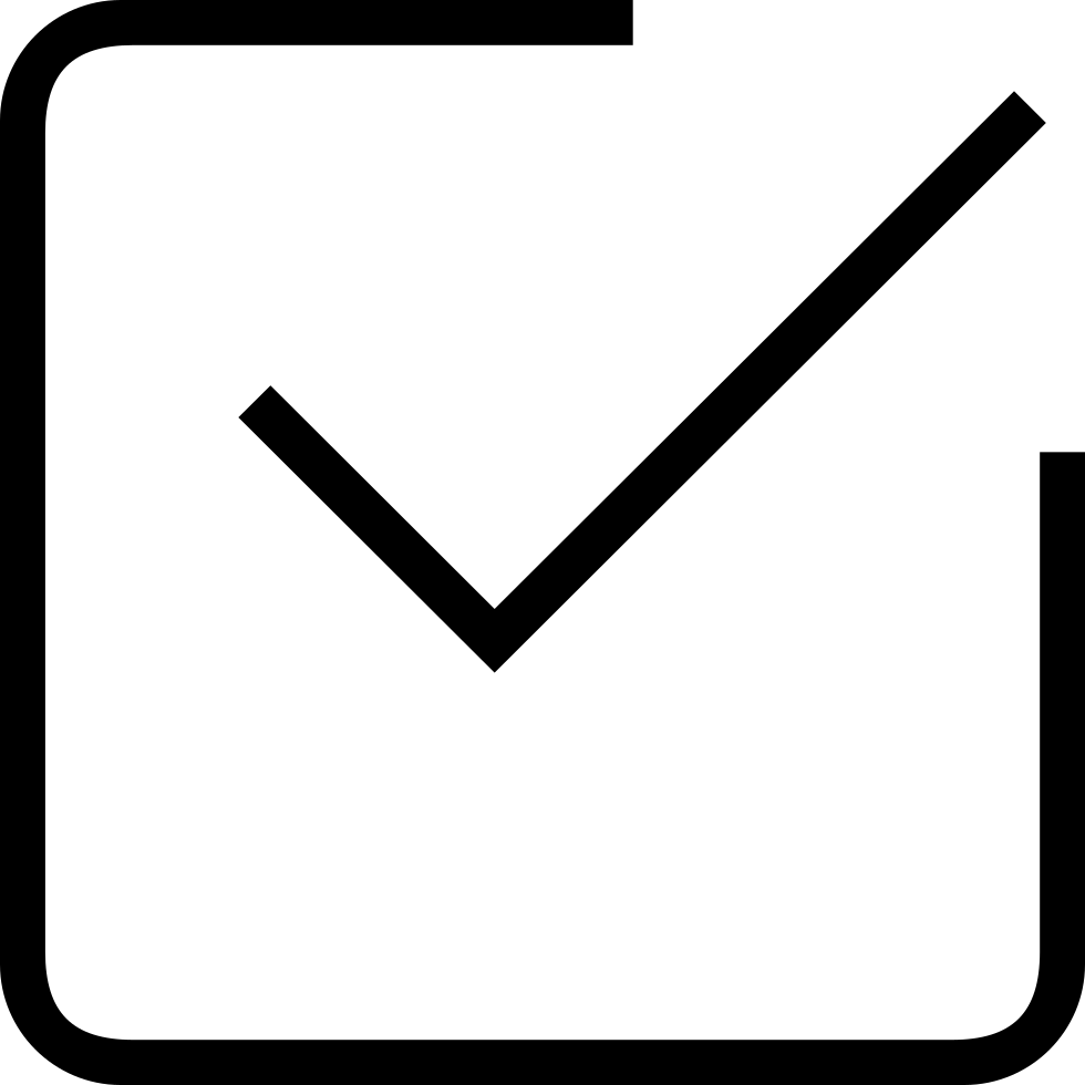 Checkmark inside a square icon, indicating success or completion.