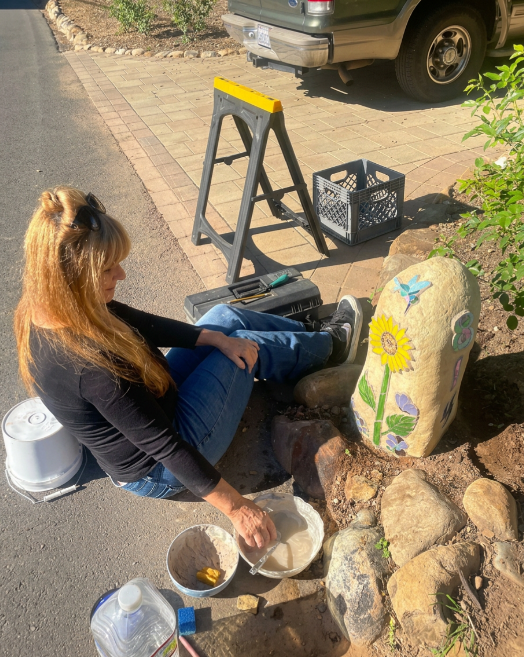 Janis Hansen doing a commissioned art piece, Ojai, CA