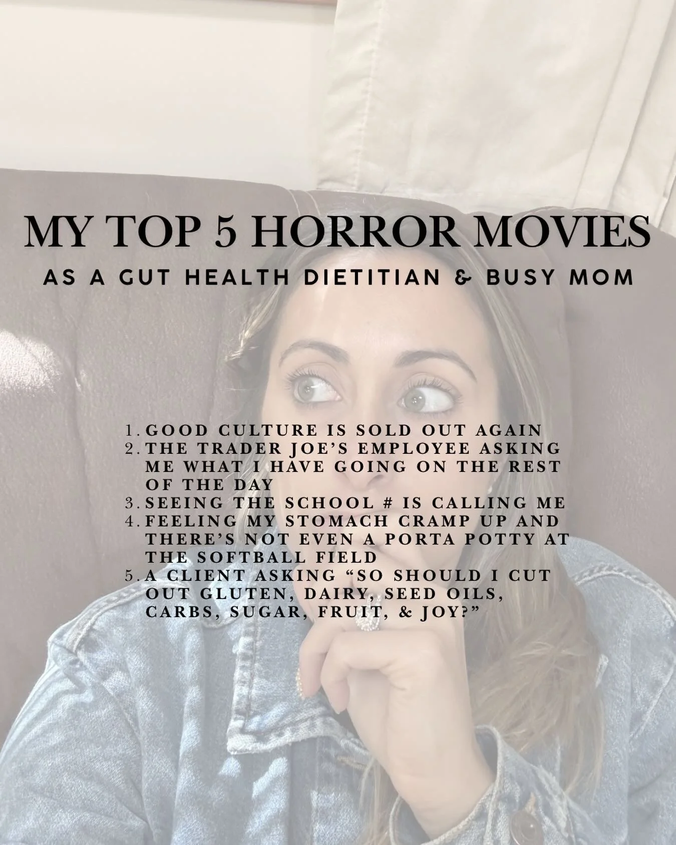 Somewhere between meal prep, grocery runs, constant illness, &amp; trying to keep everyone&rsquo;s digestion functioning properly😵&zwj;💫

What&rsquo;s your nightmare situation?! 👻⬇️

#horror #momhumour #busymom #motherhoodunplugged #guthealth