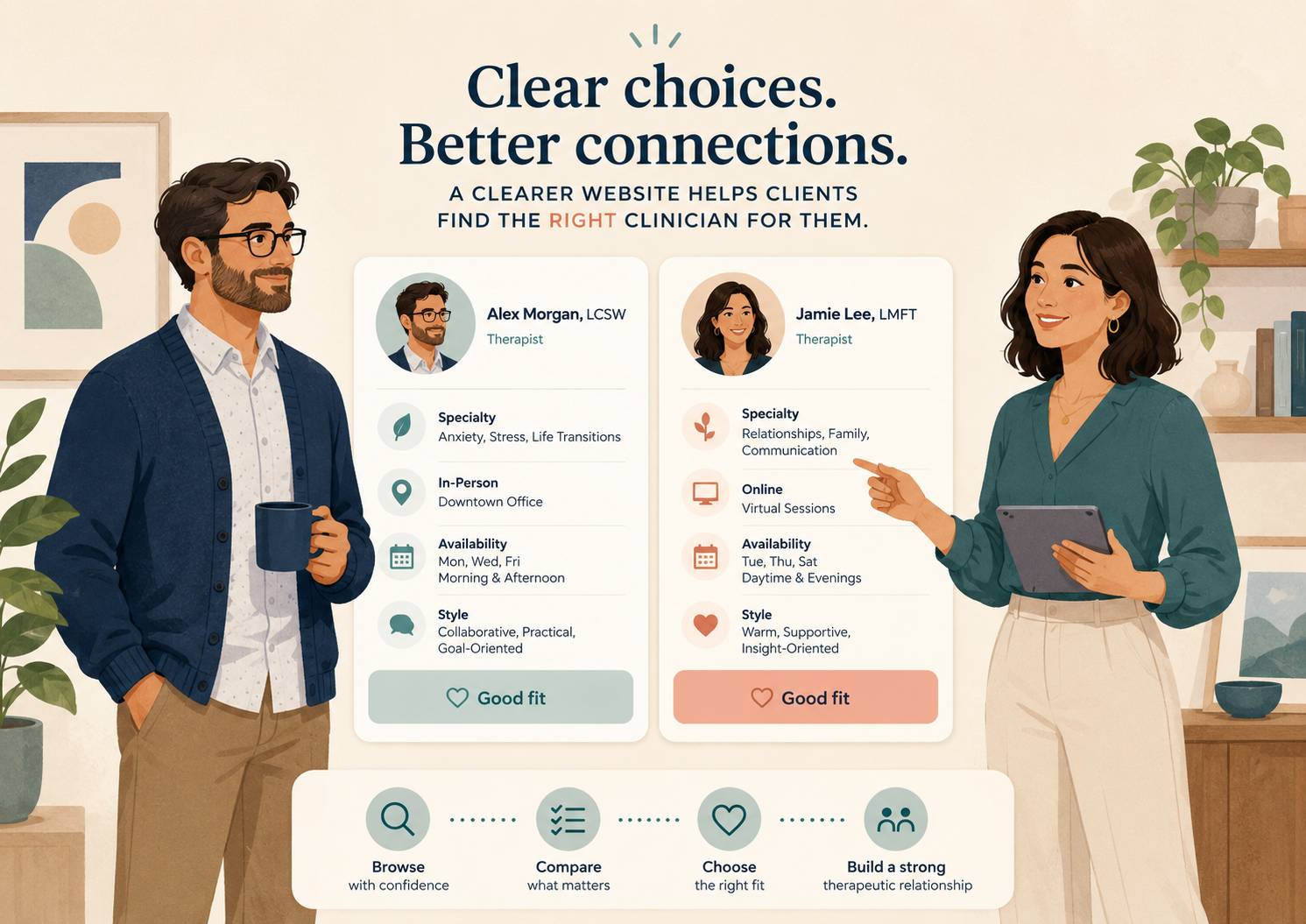 When therapy clients start comparing options, is your website helping them choose?