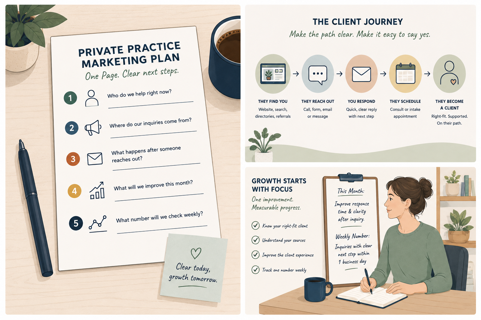 Private Practice Marketing Plan for Therapists: A Simple One-Page Version
