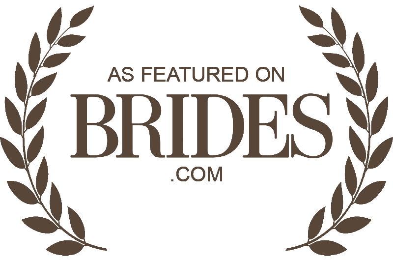 Brides.com logo with laurel wreath design