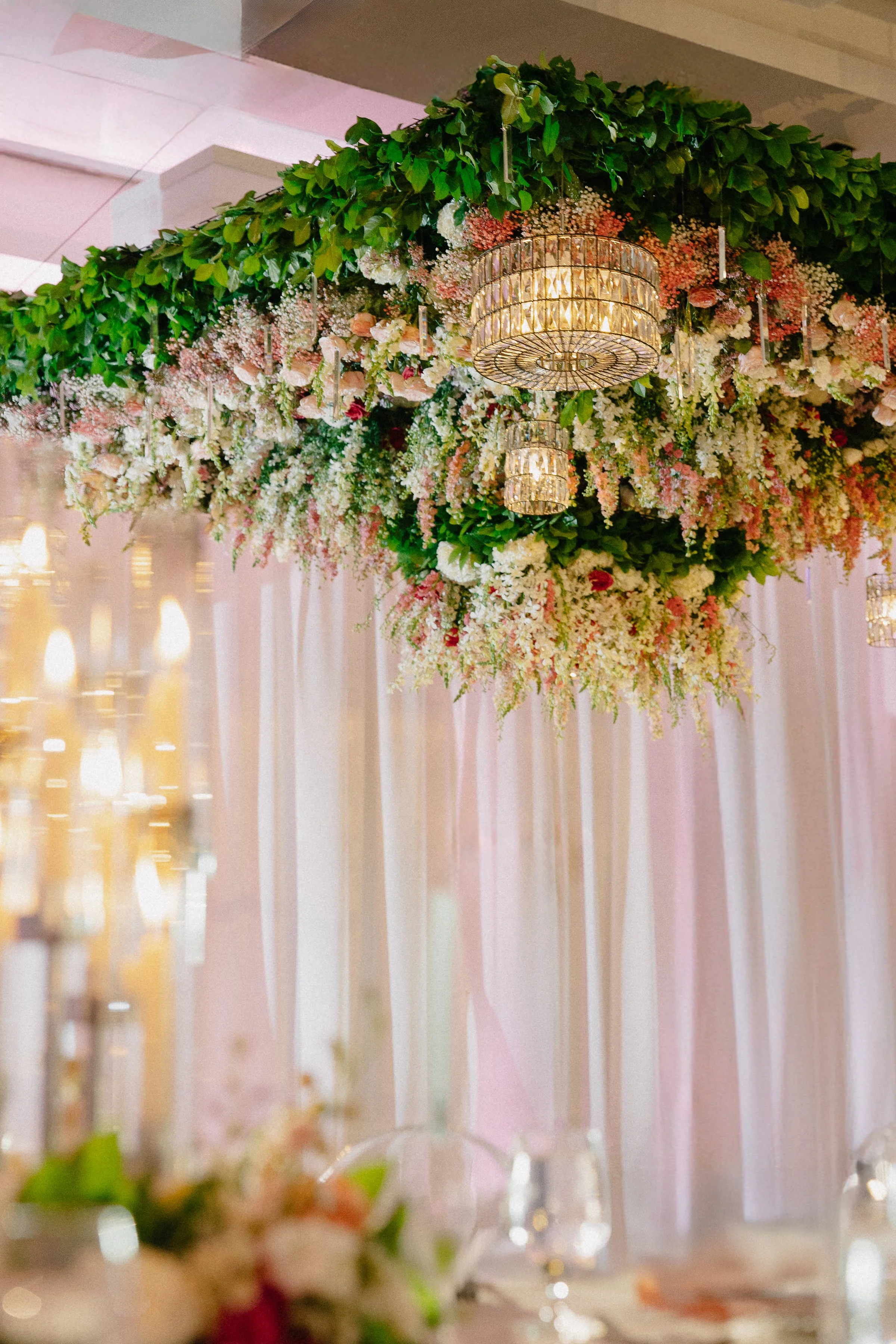 Wedding floral installation — Sangeet Hyatt Regency Lake Washington Renton WA, Gordon Duo