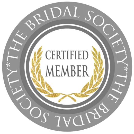 Seal of the Bridal Society with the text 'Certified Member' surrounded by a gold laurel wreath.