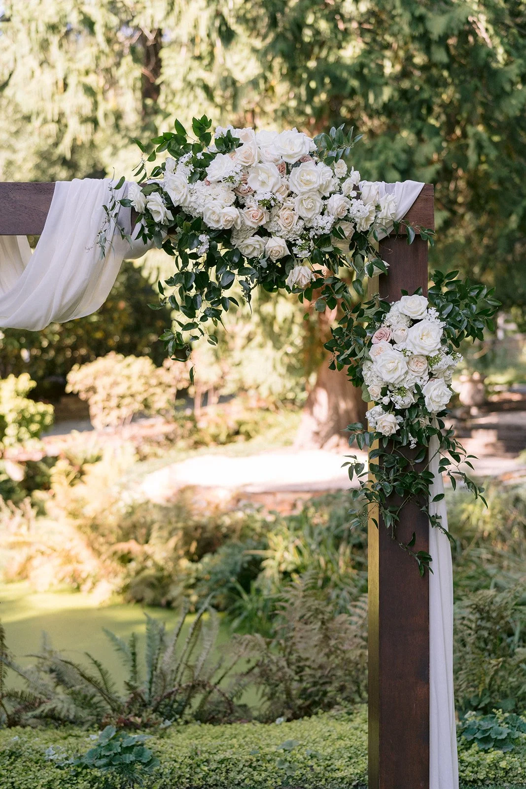 Wedding ceremony floral arch — Chateau Lill Woodinville Washington, Gordon Duo Weddings
