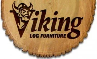 Viking Log Furniture logo with a Viking head and the text 'Viking Log Furniture'.