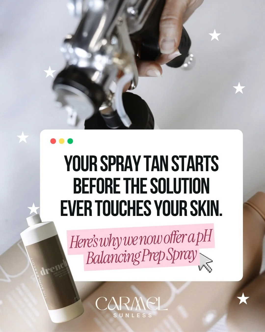 your spray tan starts before the solution ever hits your skin 🤎

we&rsquo;ve added a pH Balancing Prep Spray to the Carmel Sunless experience because skin prep plays a huge role in how your color develops.

think of it as skincare prep for your glow